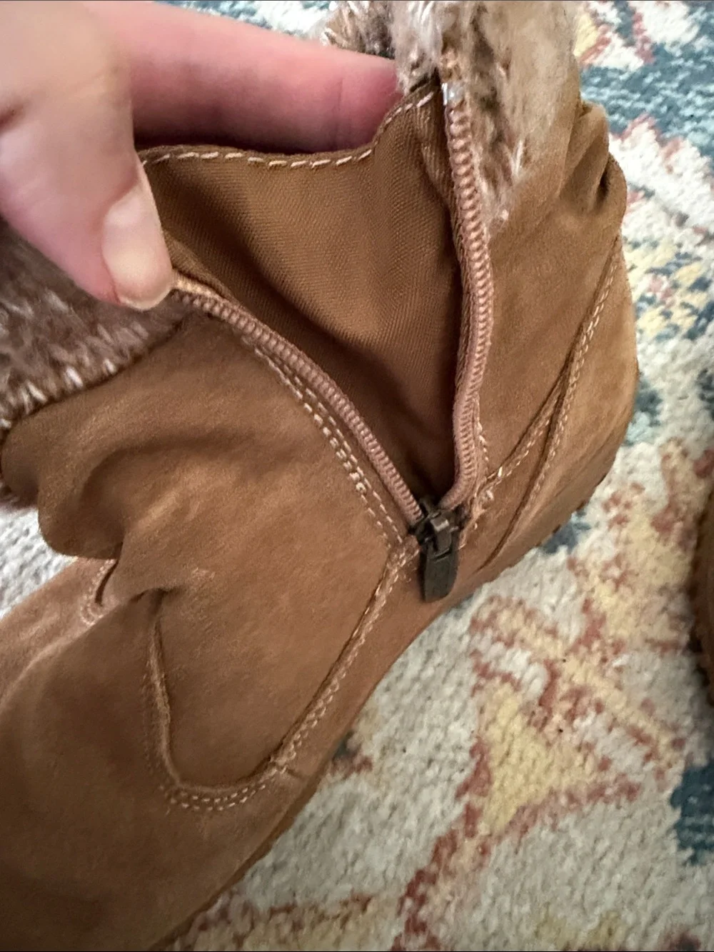 Khombu Tan Suede Winter Boot with Knit Cuff
